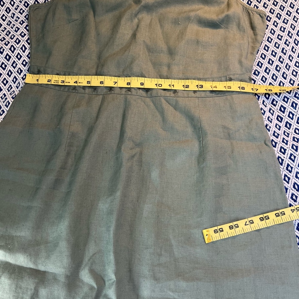L.L. Bean Sleeveless Teal Dress with Embroidered Waist - Picture 6 of 6
